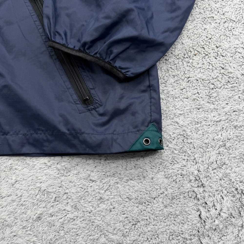Helly Hansen Rain Jacket Mens Large Blue Hooded Zip Pocket Windbreaker 90s VTG